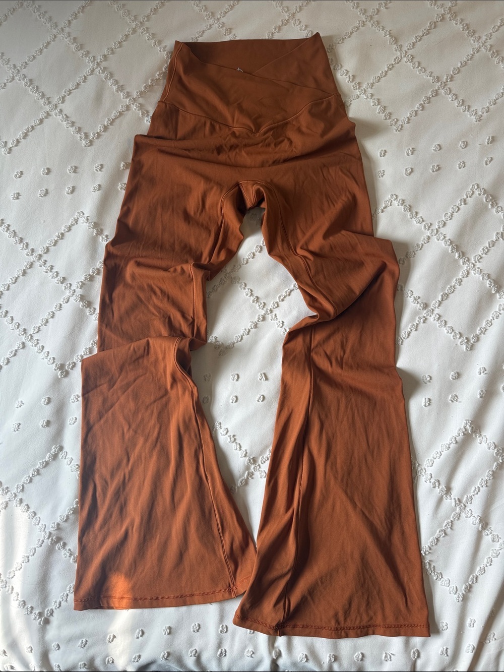 Sunzel Rust Brown High-Waist Flared Leg Yoga Pants Size Small